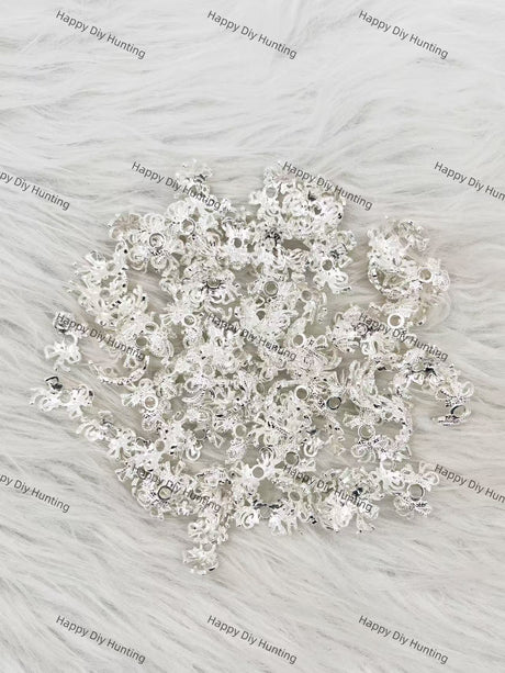 White Bow Shape Bead Caps