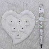 White CC Handbag Silicone Focal Beads, Wholesale Silicone Focal Beads for Pens2