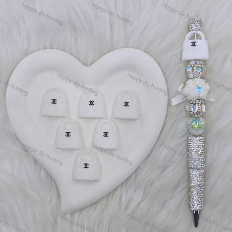 White CC Handbag Silicone Focal Beads, Wholesale Silicone Focal Beads for Pens2