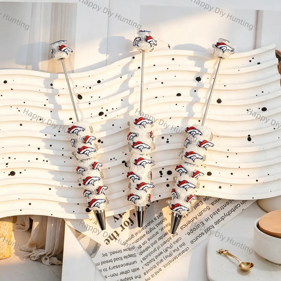 white glitter multi color horse head cutout beadable pens for diy handmade stationery crafts wholesale