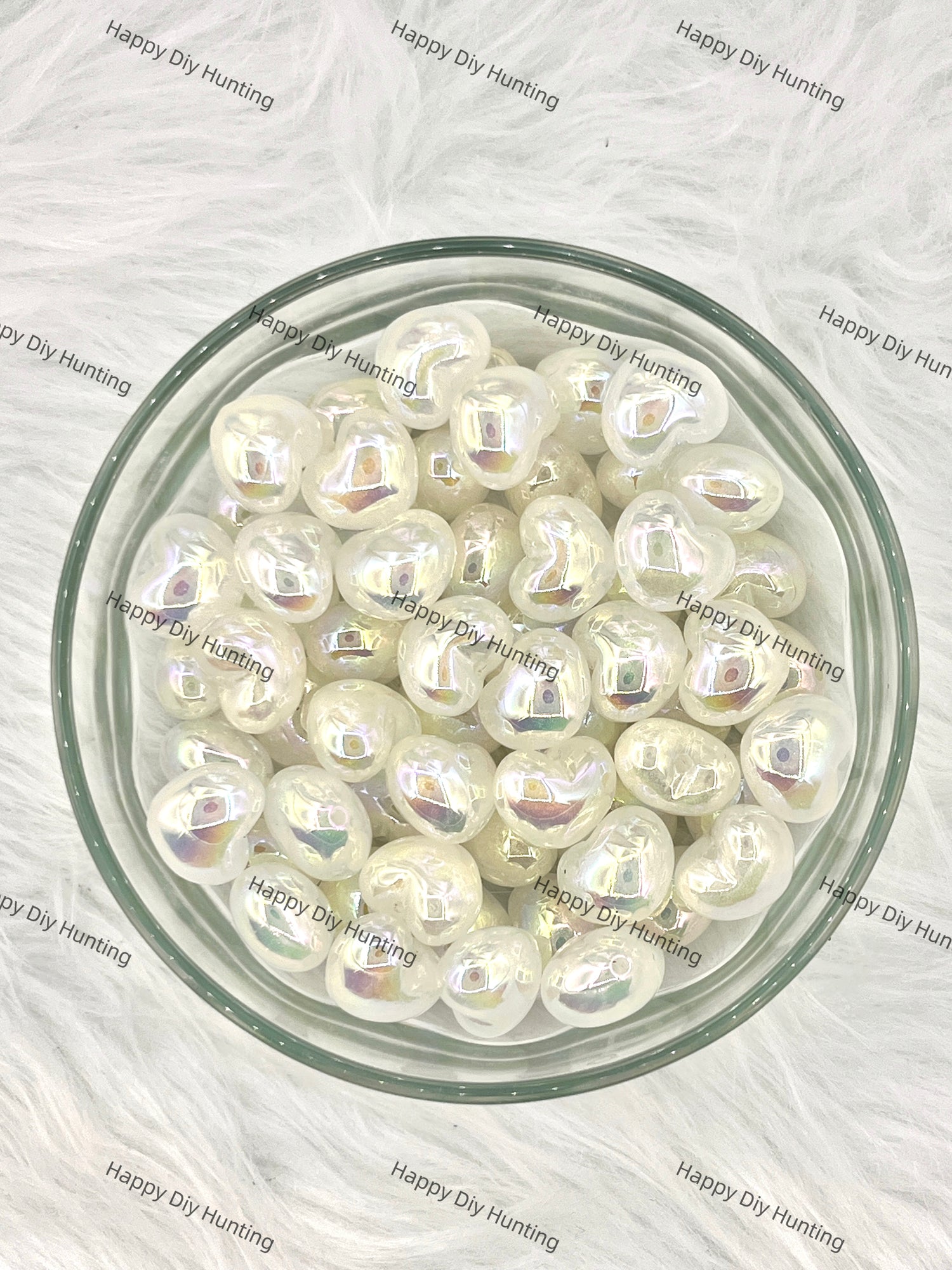 White Jelly Heart Shape Acrylic Beads with Gliter