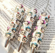 White Multi-outfit Retro Betty Boop Beadable Pens Wholesale, Matches All Focal Beads & Pen Toppers