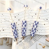 white navy blue circular star print beadable pens for diy handmade stationery crafts wholesale
