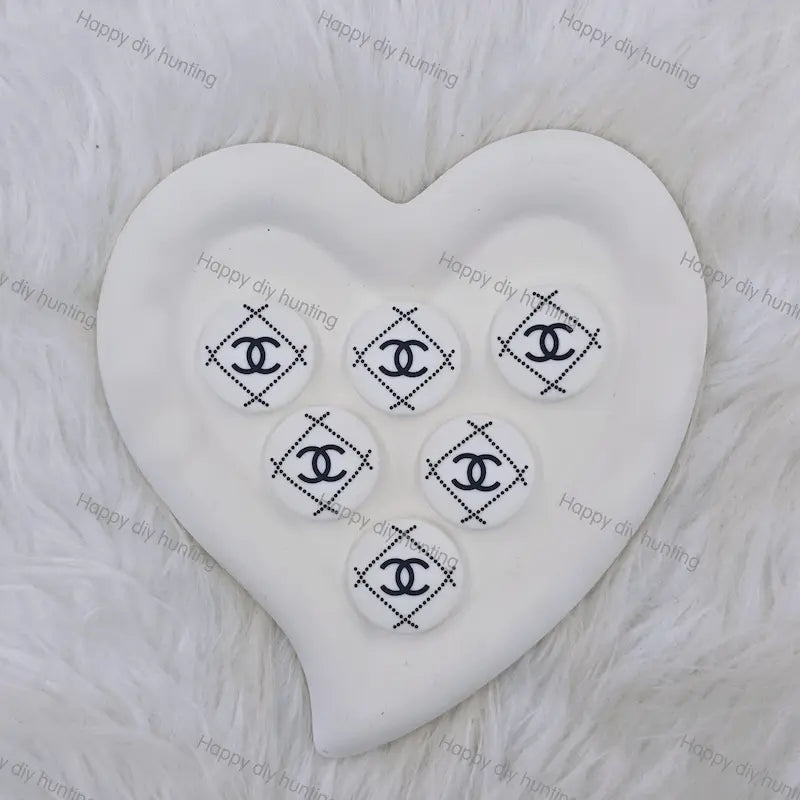 White Round CC Pattern Silicone Focal Beads, Wholesale Silicone Focal Beads for Pens