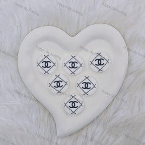 White Round CC Pattern Silicone Focal Beads, Wholesale Silicone Focal Beads for Pens