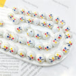 white round glossy acrylic beads with red blue yellow four point star print for diy beadable pen handmade craft wholesale