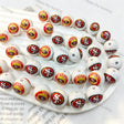 white round acrylic beads with red gold circular print for diy beadable pen handmade craft wholesale
