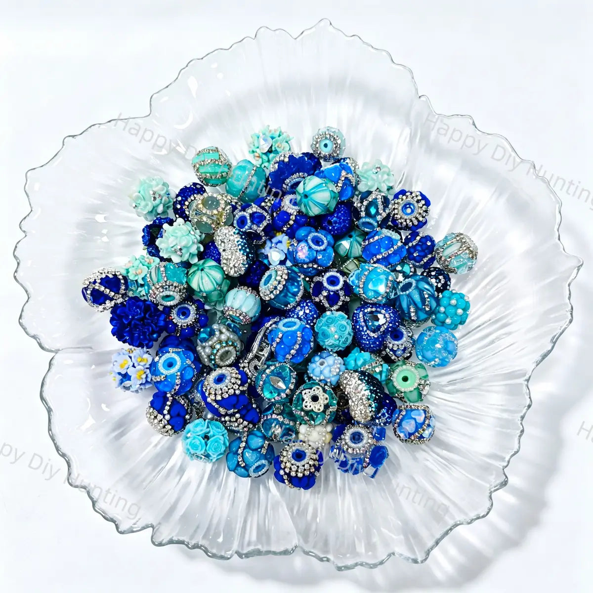 Wholesale Blue Random Mixed Beads for DIY Beadable Pens