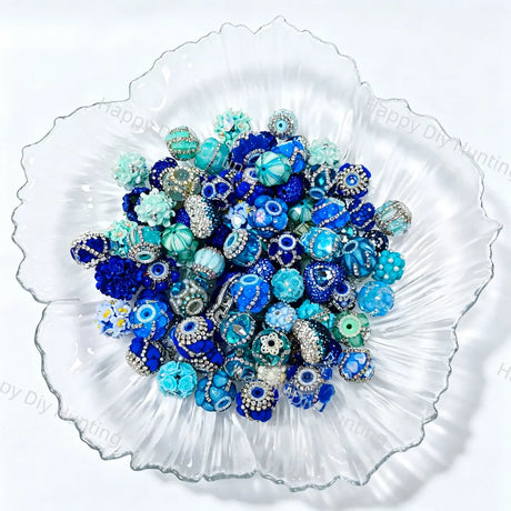 Wholesale Blue Random Mixed Beads for DIY Beadable Pens