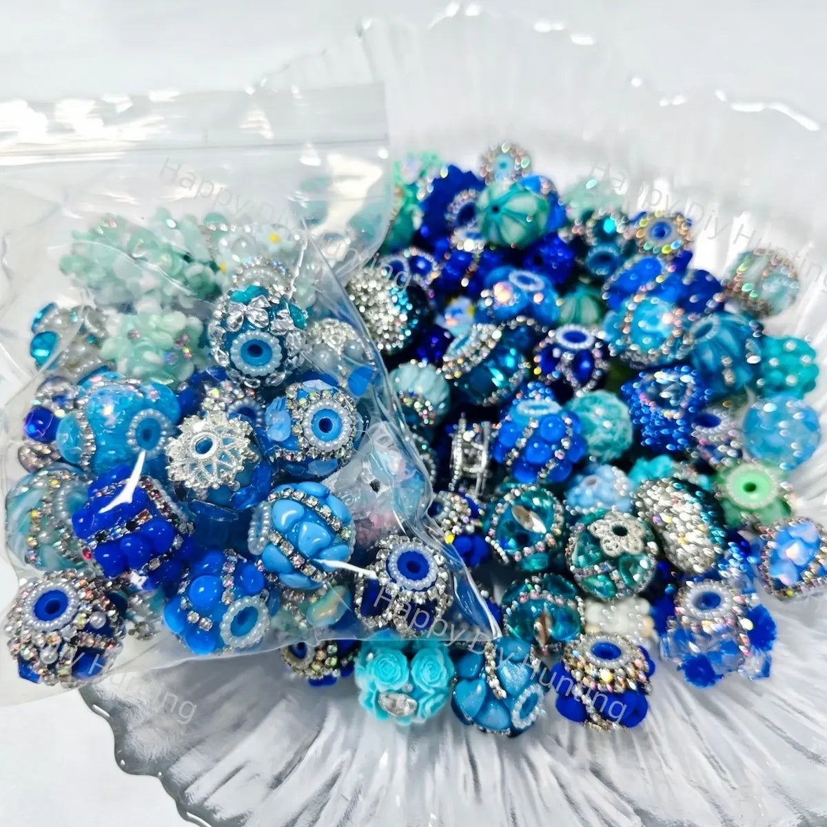 Wholesale Blue Random Mixed Beads for DIY Beadable Pens1