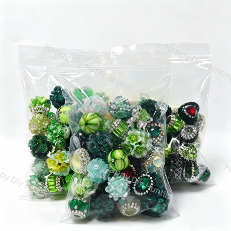 Wholesale Green Random Mixed Beads for DIY Beadable Pens3