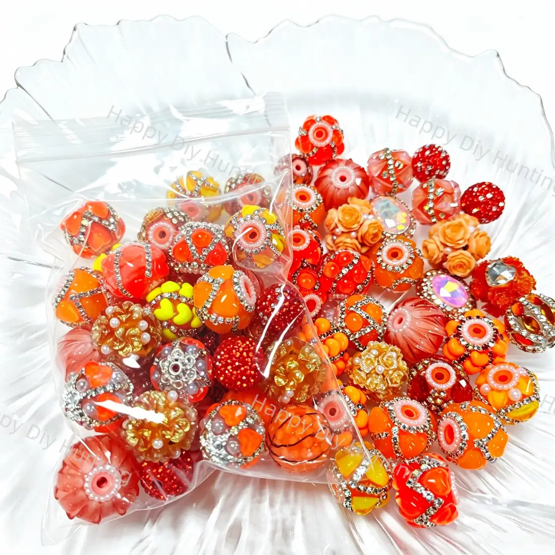 Wholesale Orange Random Mixed Beads for DIY Beadable Pens1