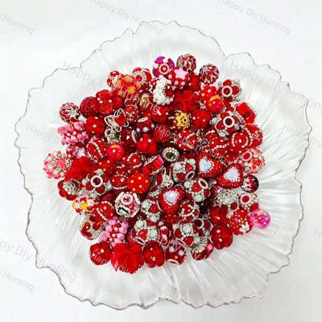 Wholesale Red Random Mixed Beads for DIY Beadable Pens