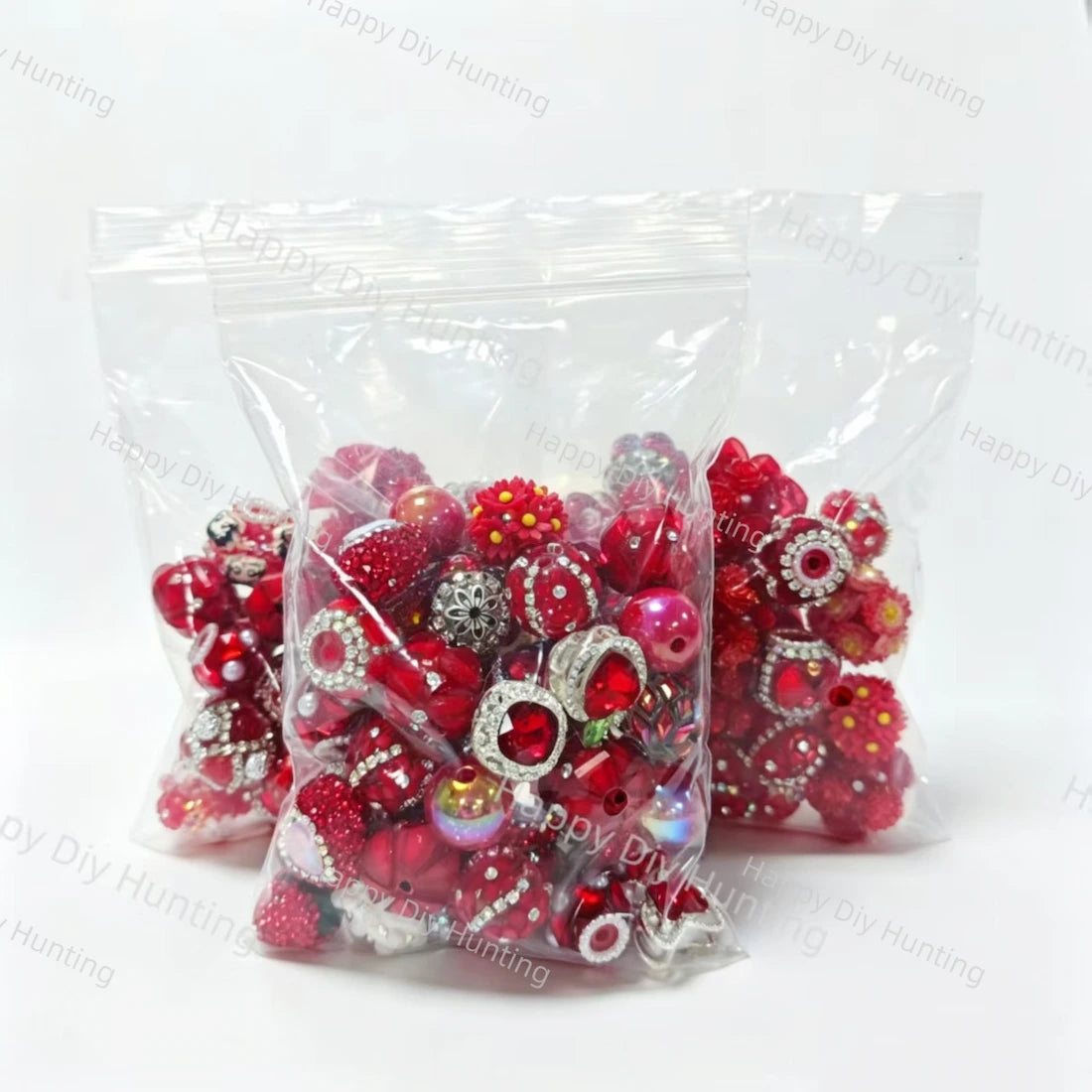 Wholesale Red Random Mixed Beads for DIY Beadable Pens