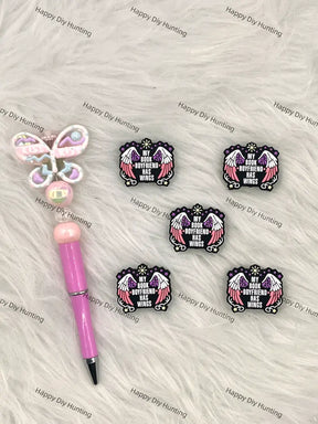 Finished DIY Pen With Wing Letter Quote Silicone Focal Beads