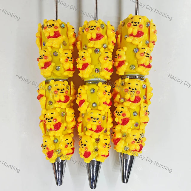 Winnie Bear Printed Beadable Pens Wholesale, Matches All Focal Beads & Pen Toppers