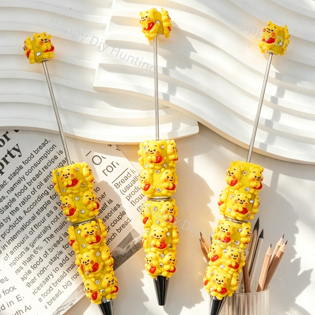 Winnie Bear Printed Beadable Pens Wholesale, Matches All Focal Beads & Pen Toppers1