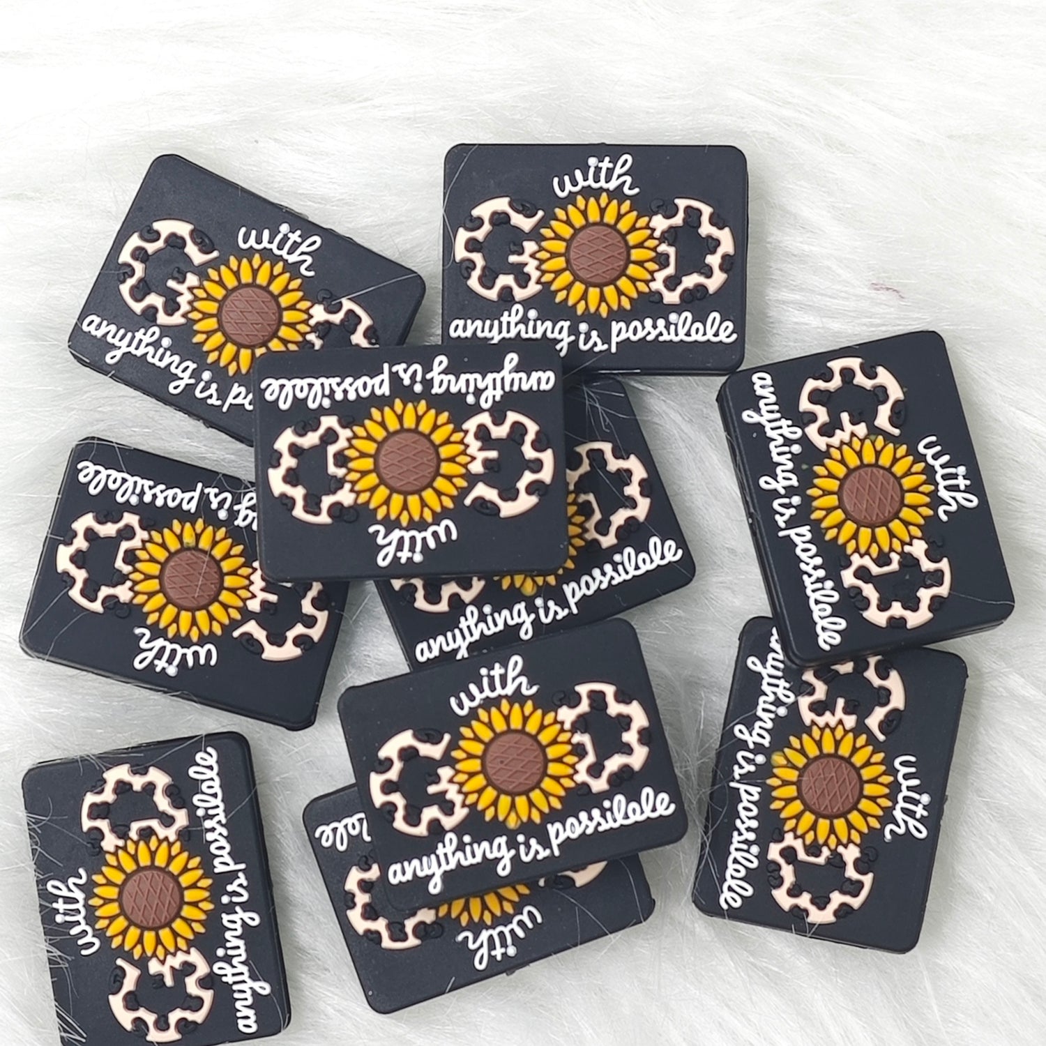 With God Anything Is Possible Focal Beads Saying Focal Beads Faithful Beads for Prayers Cheering Gift