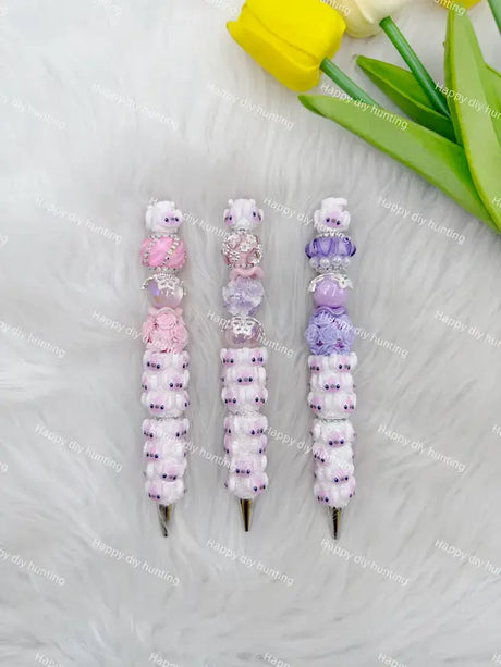 Angle character metal bead pen blank matched with focal beads & pen toppers for custom handmade pens