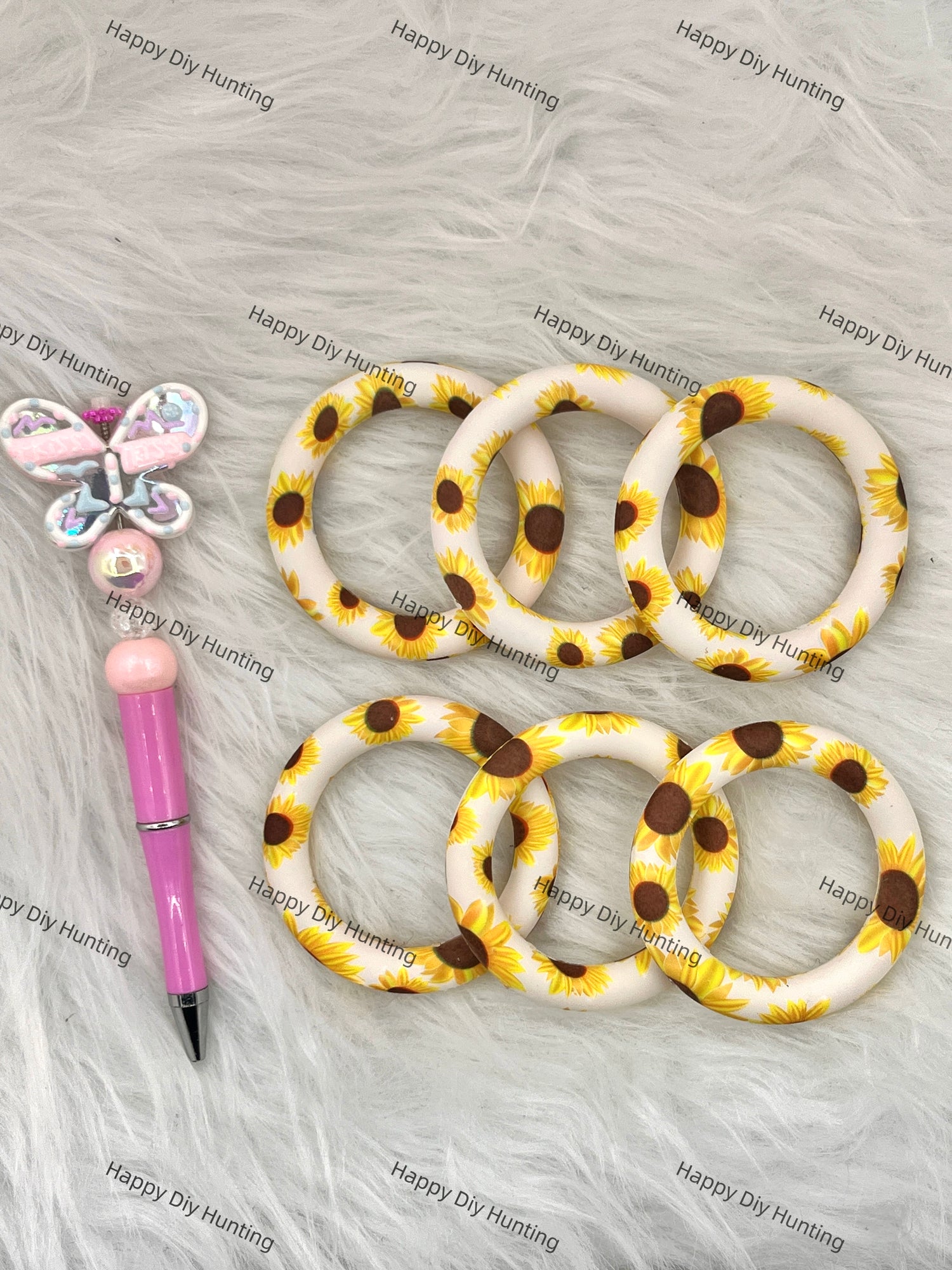 Yellow Beadable Silicone Ring Car Hanger Charm Loop