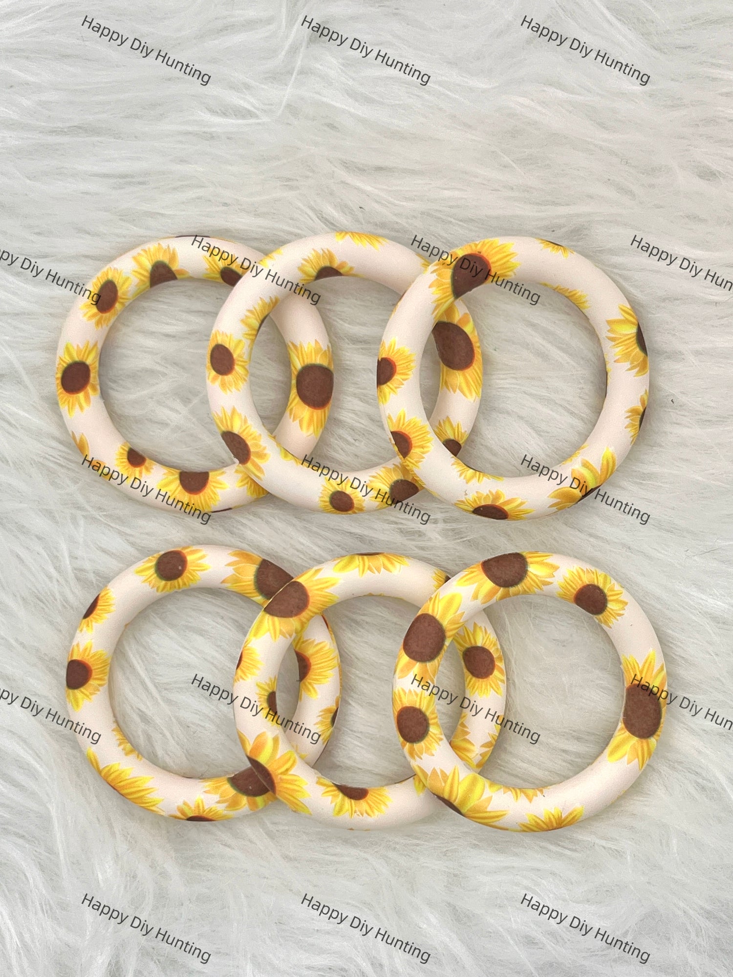 Yellow Beadable Silicone Ring Car Hanger Charm Loop