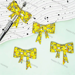 Cartoon Yellow Bird Bow Silicone Focal Beads for beadable pen DIY crafts