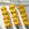 pre‑assembled yellow stacked 3D honey‑bear figurine beadable pens with embedded sparkling rhinestones bulk themed craft ballpoint pens