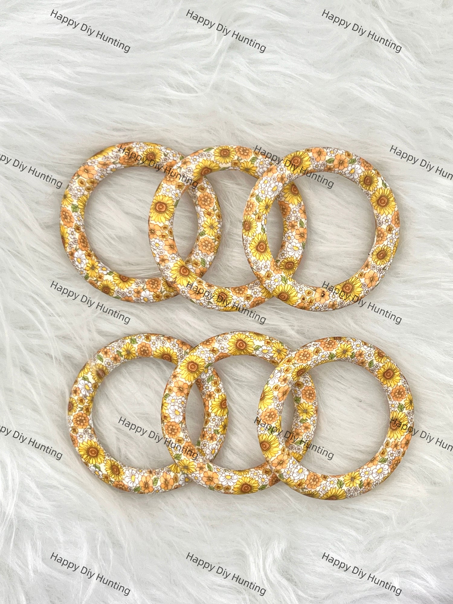 Yellow Sunflower Beadable Silicone Ring Car Hanger Charm Loop