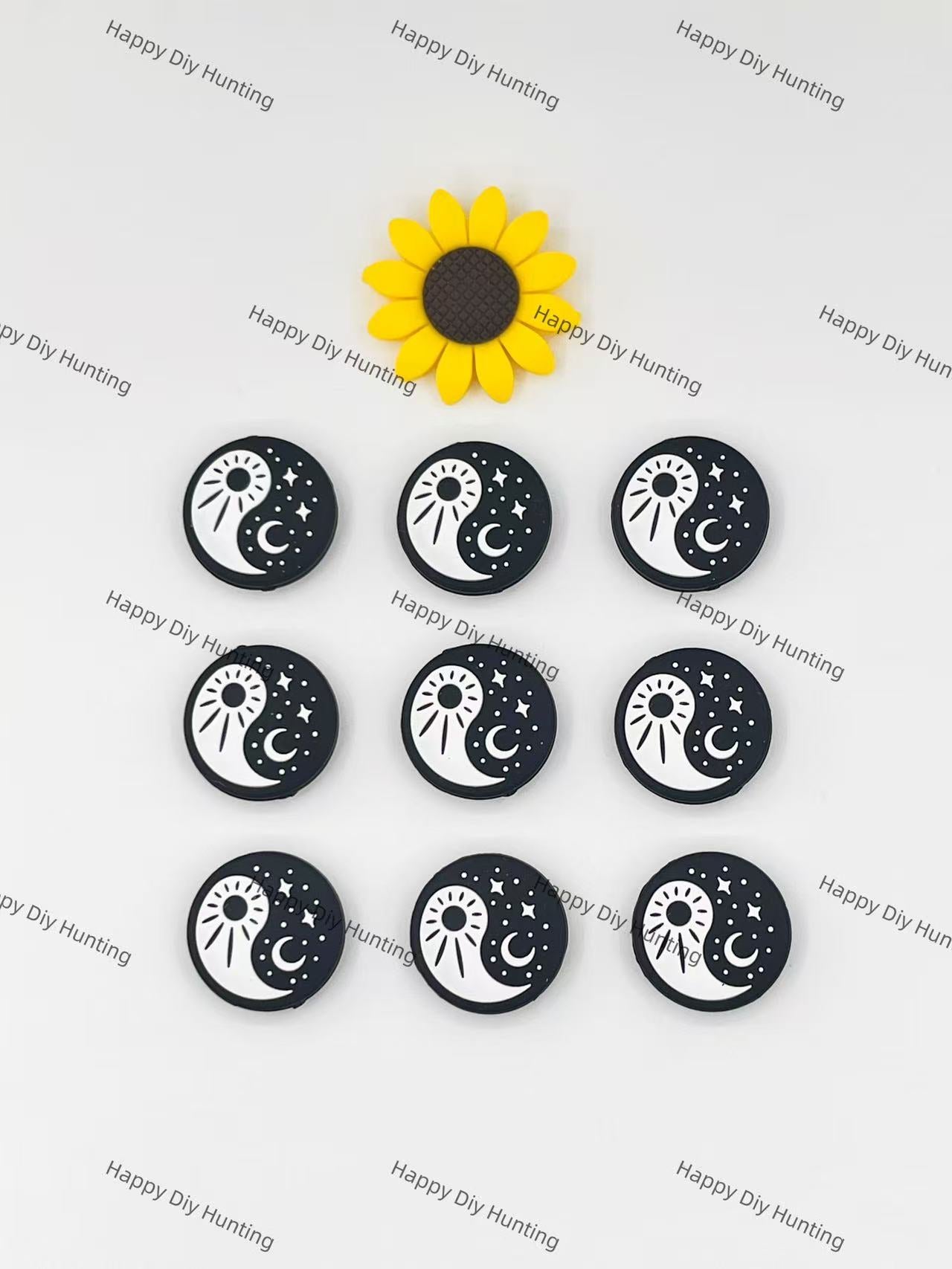 Yin And Yang Stars, Moon And Sun Silicone Focal Beads Wholesale, silicone focal beads for pens