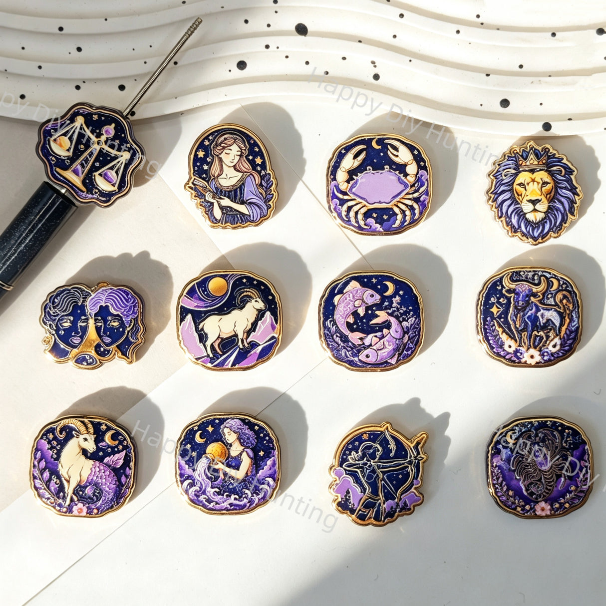Zodiac Signs Acrylic Focal Beads For DIY Beadable Pens