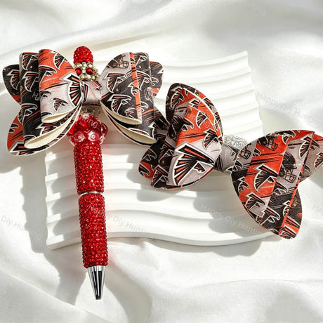 AF red‑black Sports‑Bow‑Beads, decorative PU bow charms for beadable pens and handmade DIY craft projects