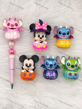 Halloween alien monster and pumpkin buddy pen toppers for DIY beadable pen decor, seasonal stationery making supplies - happy diy hunting