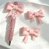 Baby pink solid bow silicone focal beads for DIY beadable pens