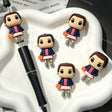 Ball‑holding cartoon girl 3D silicone focal beads, cute 3‑dimensional girl character silicone beads for beadable pens and DIY keychain craft projects.