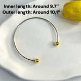 Adjustable gold beadable open metal bangle with round balls for DIY beaded bracelet jewelry making
