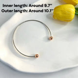 Adjustable rose gold beadable open metal bangle with round balls for DIY beaded bracelet jewelry making