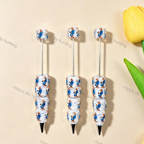Cute beast character beadable pens for diy handmade stationery crafts wholesale fairytale design