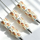 beige princess heart printed beadable pens fairytale theme for diy stationery and handmade gifts