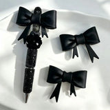 Black solid bow silicone focal beads for DIY beadable pens