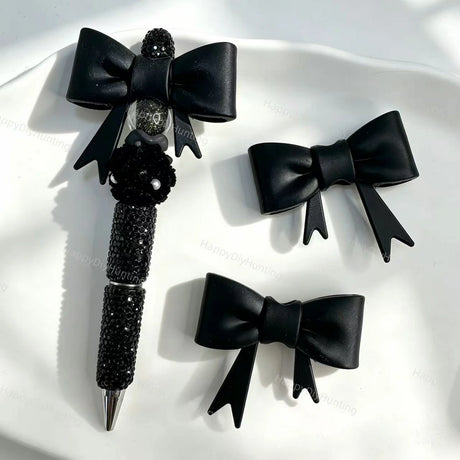 Black solid bow silicone focal beads for DIY beadable pens