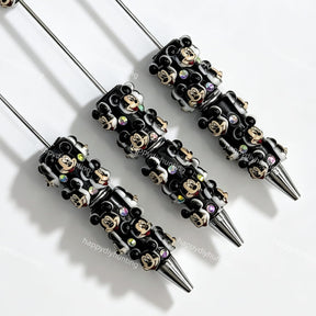 black cartoon mouse beadable pens wholesale for DIY custom crafts and personalized pens
