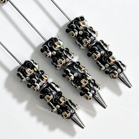 black cartoon mouse beadable pens wholesale for DIY custom crafts and personalized pens