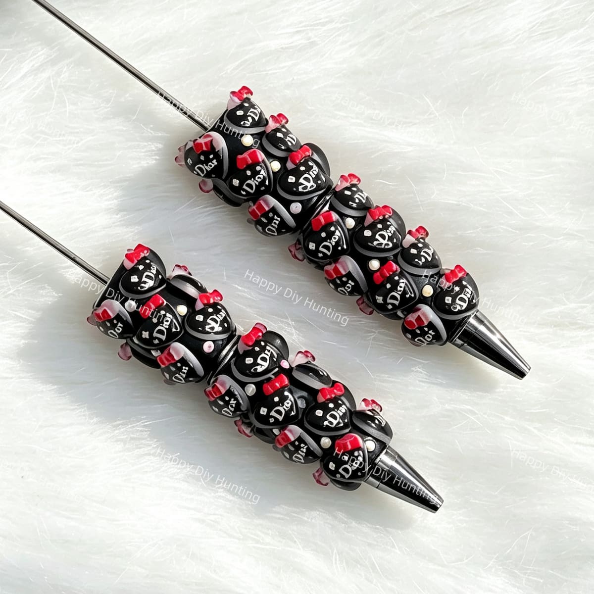 black heart designer D*R beadable pens for DIY custom crafts and personalized pens