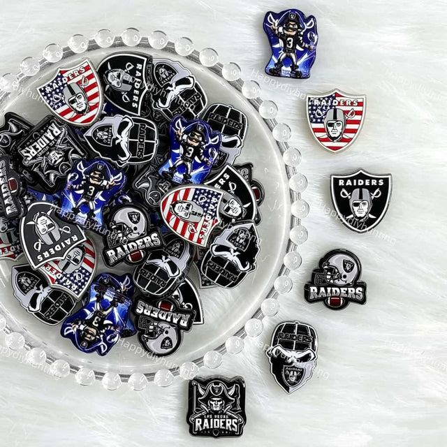 black LVR football theme acrylic focal beads for DIY beadable pens and jewelry crafts