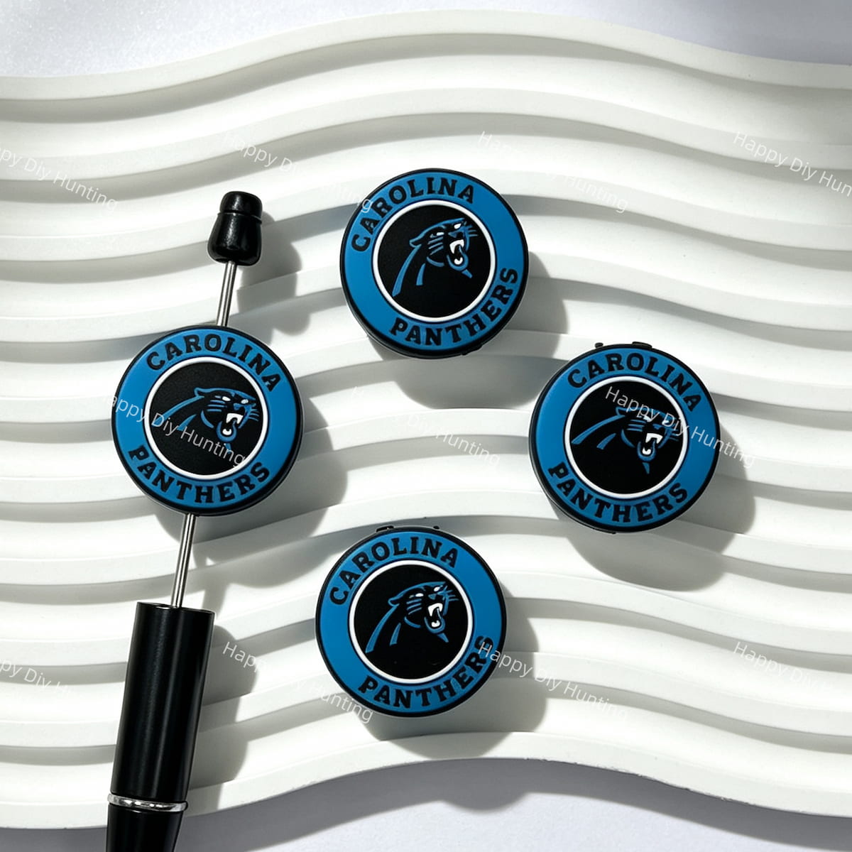 black panther CP football team silicone focal beads for DIY beadable pens and sports crafts