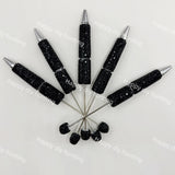 black rhinestone beadable pen blanks diy handmade stationery craft supplies wholesale glitter design