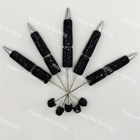 black rhinestone beadable pen blanks diy handmade stationery craft supplies wholesale glitter design