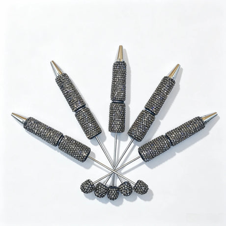 black rhinestone beadable pen blanks diy handmade stationery craft supplies wholesale glitter design
