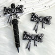 black-white LVR football theme bow silicone focal beads for DIY pens and sports-themed crafts