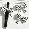 Black White Paw Print Bow Silicone Focal Beads for beadable pen DIY craft projects